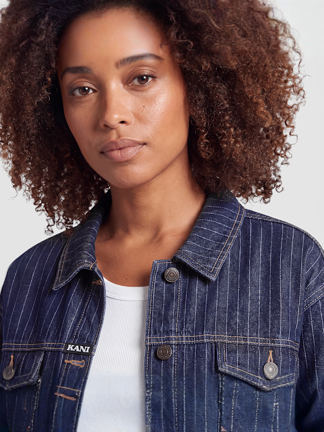 Karl Kani, Retro Cropped Denim Jacket, blue, Image 3 of 4