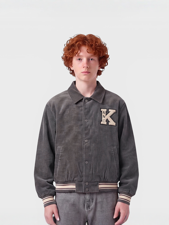 Karl Kani, Retro Patch Corduroy College Jacket, grey, Image 1 of 4