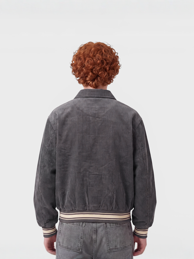 Karl Kani, Retro Patch Corduroy College Jacket, grey, Image 2 of 4