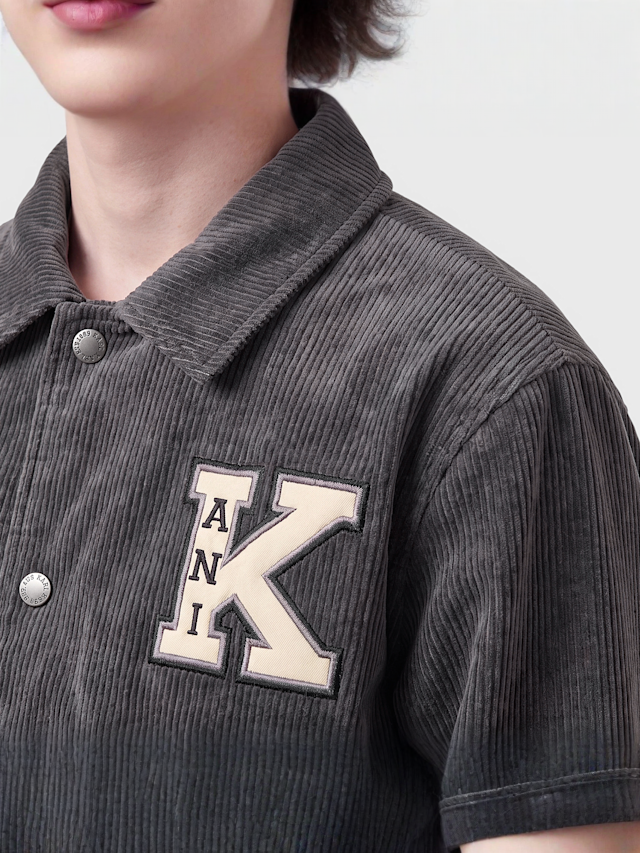 Karl Kani, Retro Patch Corduroy College Jacket, grey, Image 3 of 4