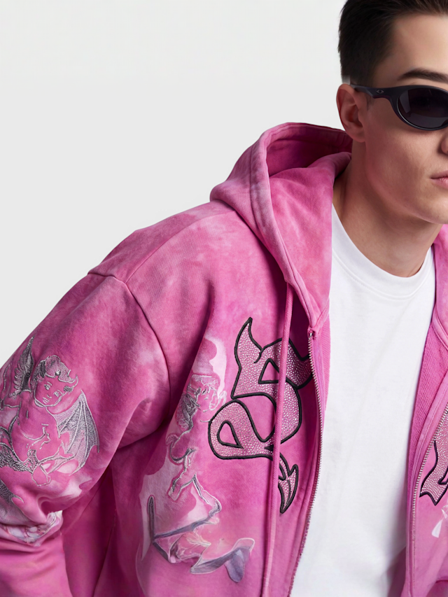 Smoke Rise, Trouble In Peace Zip Hoodie, light pink, Image 3 of 4
