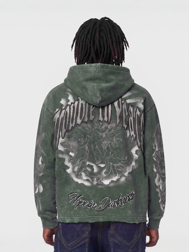 Smoke Rise, Trouble In Peace Zip Hoodie, green, Image 2 of 4
