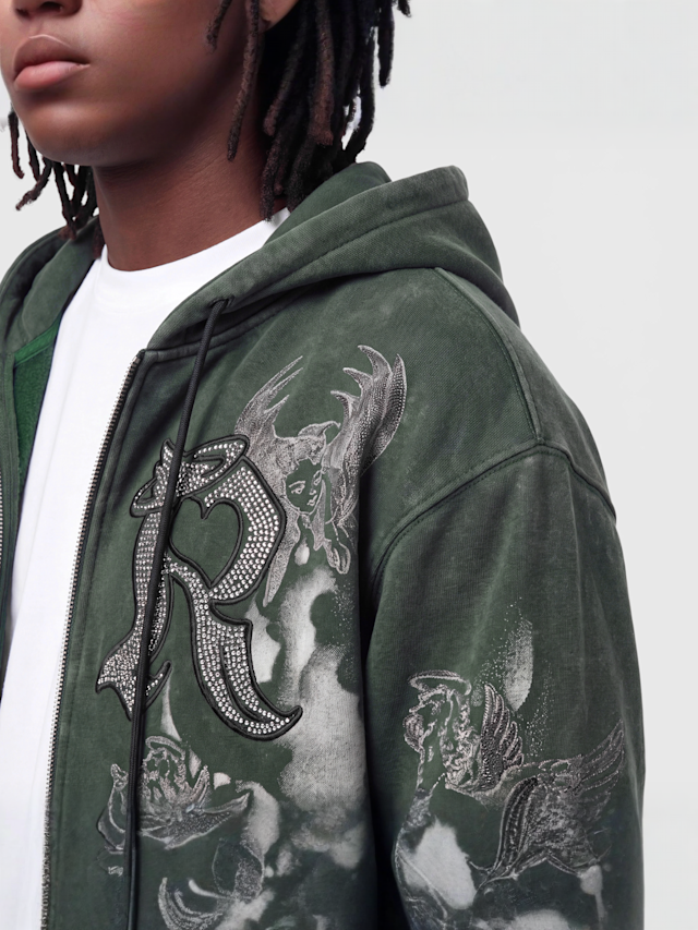Smoke Rise, Trouble In Peace Zip Hoodie, green, Image 3 of 4