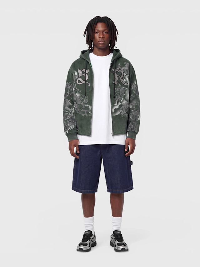 Smoke Rise, Trouble In Peace Zip Hoodie, green, Image 4 of 4