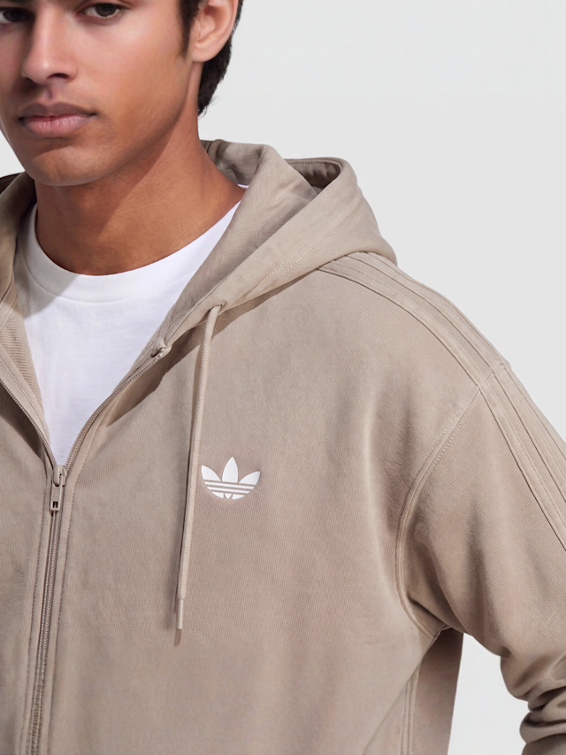 adidas Originals, Washed Full Zip Oversized Hoodie, brown, Image 3 of 4