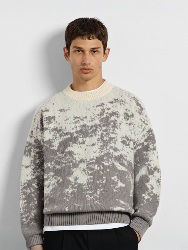 Burocs, Pixel Knit Sweater, grey, Image 1 of 3