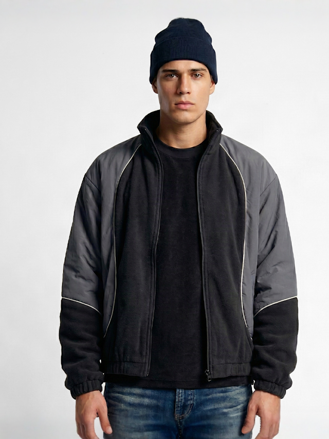 Urban Classics, Polarfleece Taslan Track Jacket, black, Image 1 of 4