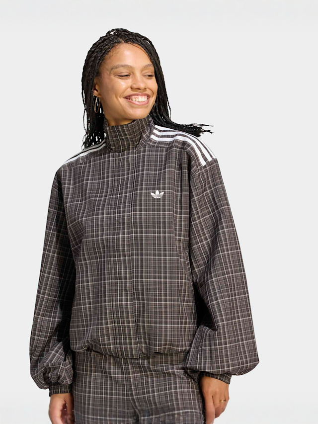 adidas Originals, Blousy Check Track Top, brown, Image 1 of 4
