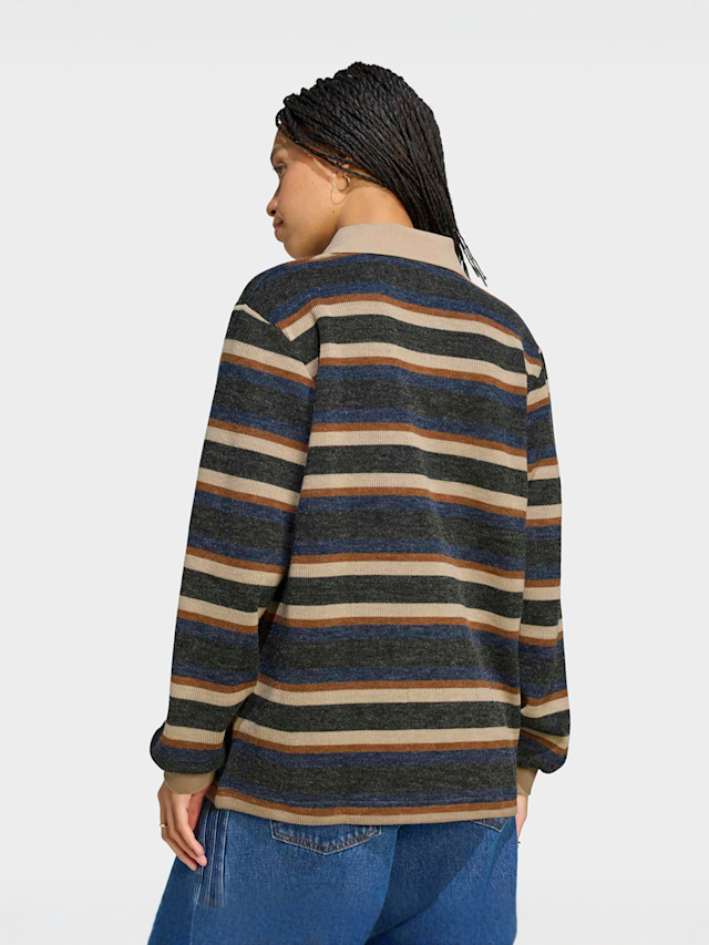 adidas Originals, Stripe Knitted Polo, black, Image 2 of 4