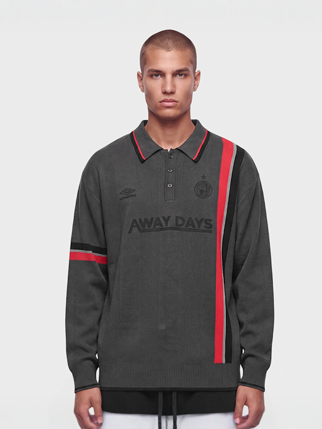 Umbro, Longsleeve Knitted Football Polo, grey, Image 1 of 4