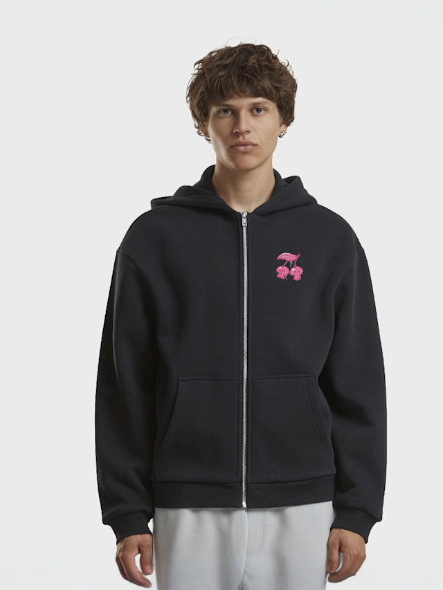 Mister Tee, Fresh to Death Cherries Fluffy Zip Hoody, black, Image 2 of 4