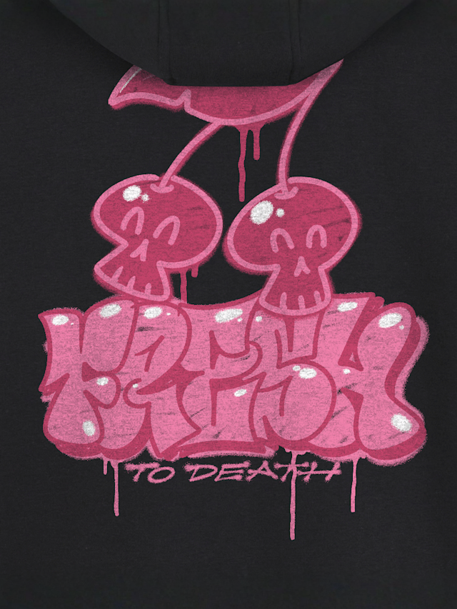 Mister Tee, Fresh to Death Cherries Fluffy Zip Hoody, black, Image 3 of 4