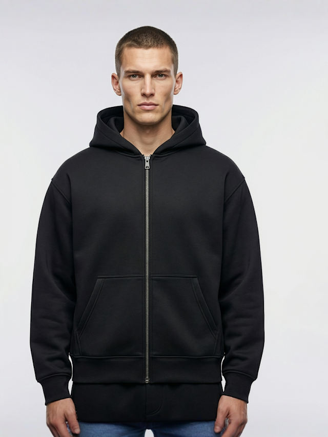 Urban Classics, Heavy Scuba Zip Hoody, black, Image 1 of 3