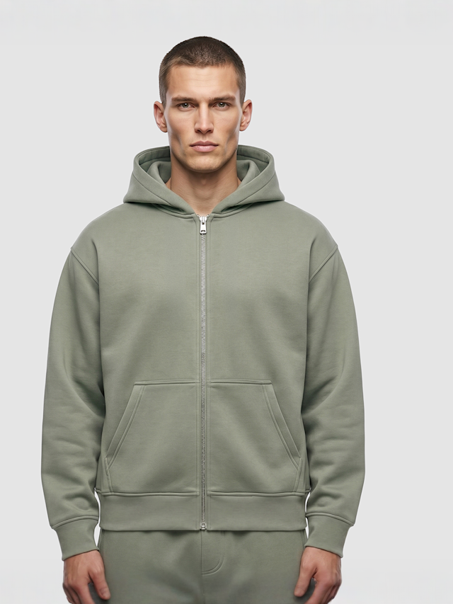 Urban Classics, Heavy Scuba Zip Hoody, green, Image 1 of 3
