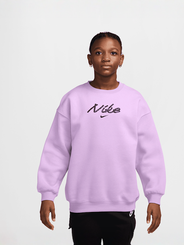 Nike  , Sportswear Studio Fleece Oversized Crew All-Over-Print, purple, Image 1 of 3