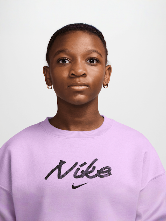 Nike  , Sportswear Studio Fleece Oversized Crew All-Over-Print, purple, Image 3 of 3