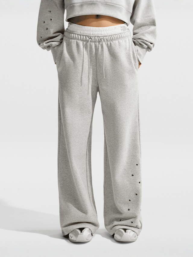 Nike, Studio Fleece Medium Weight Mid-Rise Wide-Leg Pants, grey, Image 1 of 5
