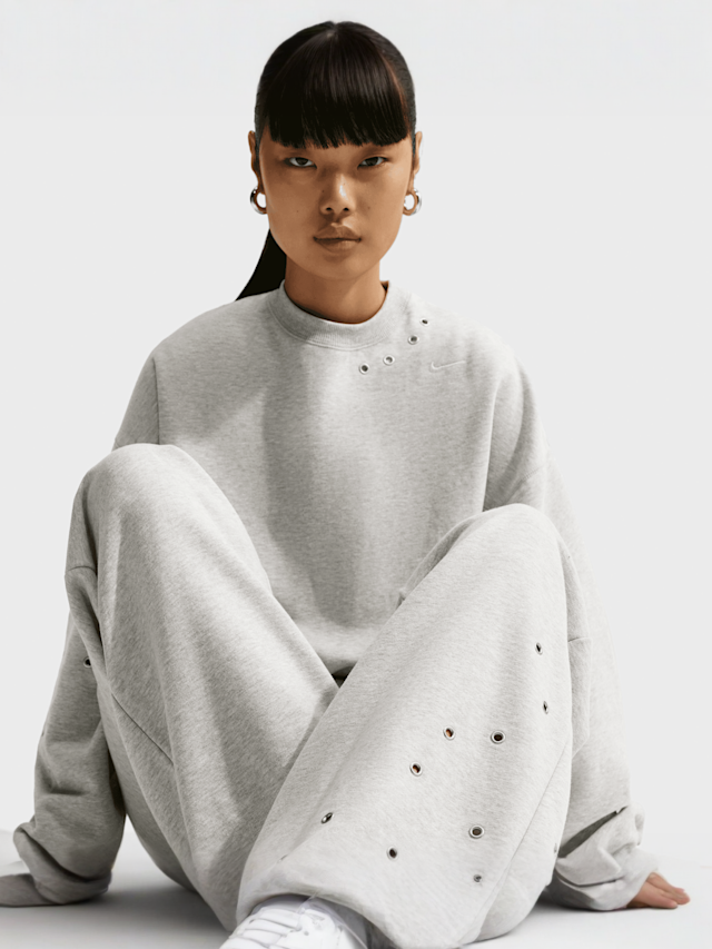 Nike, Studio Fleece Medium Weight Mid-Rise Wide-Leg Pants, grey, Image 5 of 5