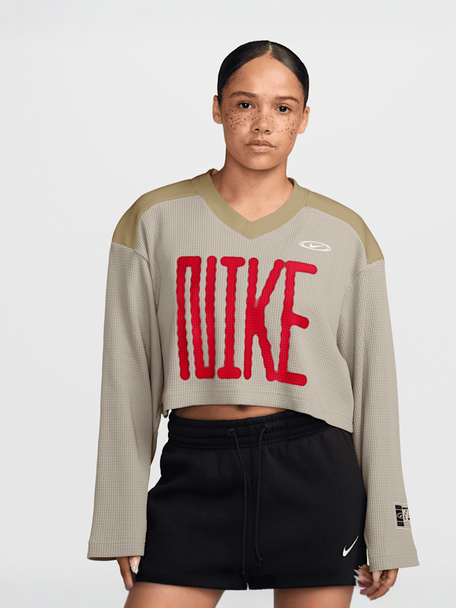 Nike, Street Crop Longsleeve Jersey, beige, Image 1 of 3