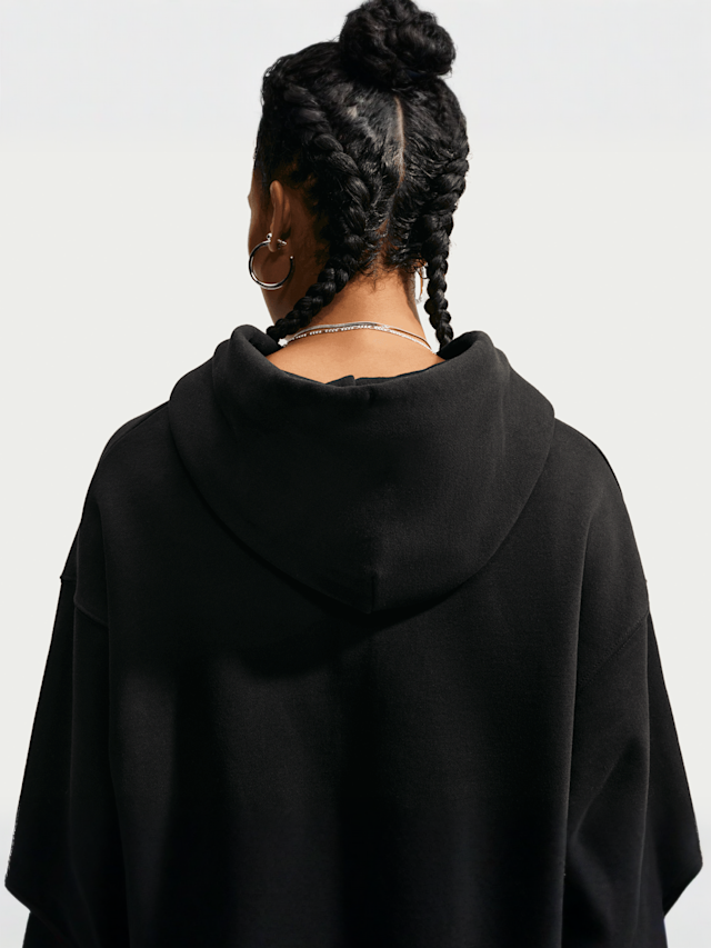 Nike  , Studio Fleece Medium Weight Oversized Crop Full Zip Hoodie, black, Image 4 of 5