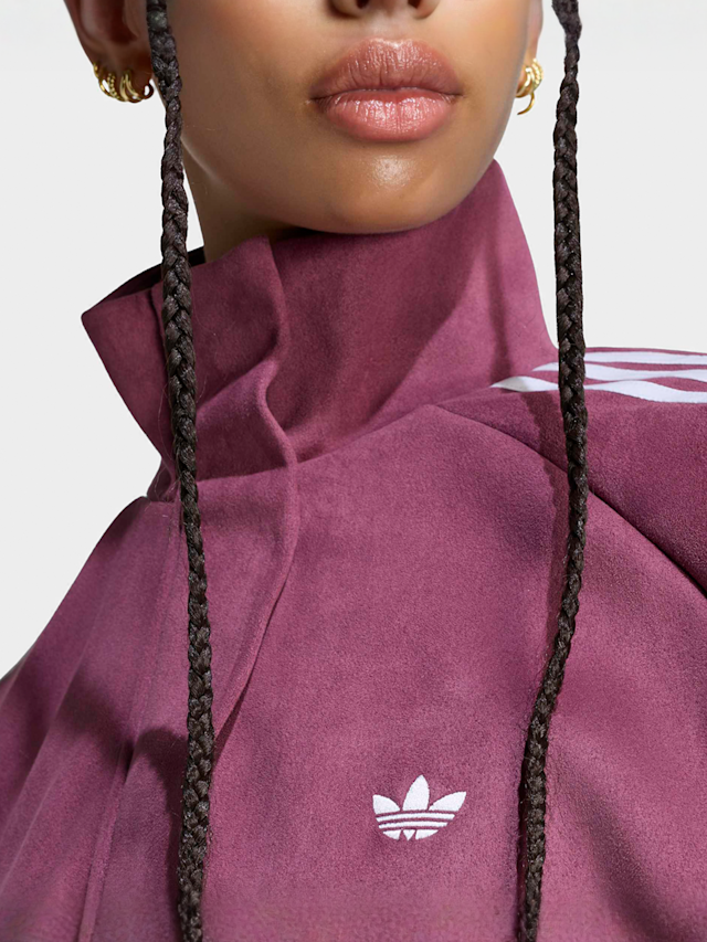 adidas Originals, Faux Suede Track Top, Red, Image 3 of 5