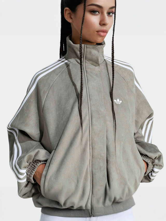 adidas Originals, Faux Suede Tracktop, green, Image 3 of 5