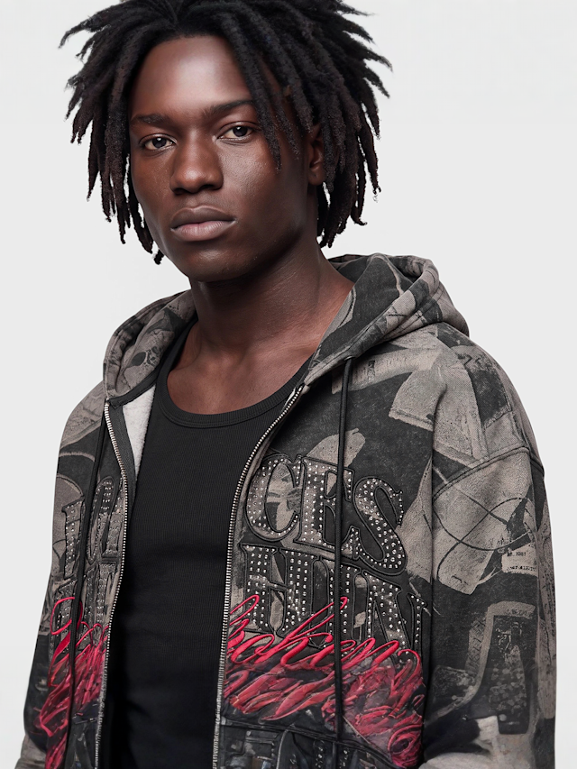 Smoke Rise, Voices Within Full Zip Hoodie, grey, Image 3 of 5