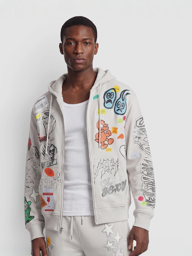 Smoke Rise, Doodle Hoodie, multi-colour, Image 1 of 4