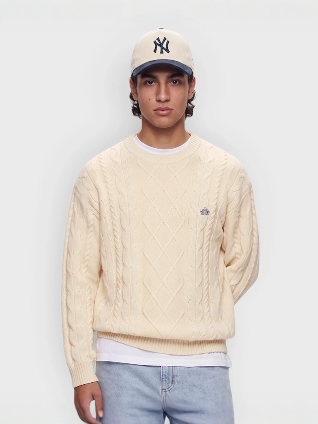 Another Cotton Lab, Another Cable Knit Sweater, beige, Image 1 of 4