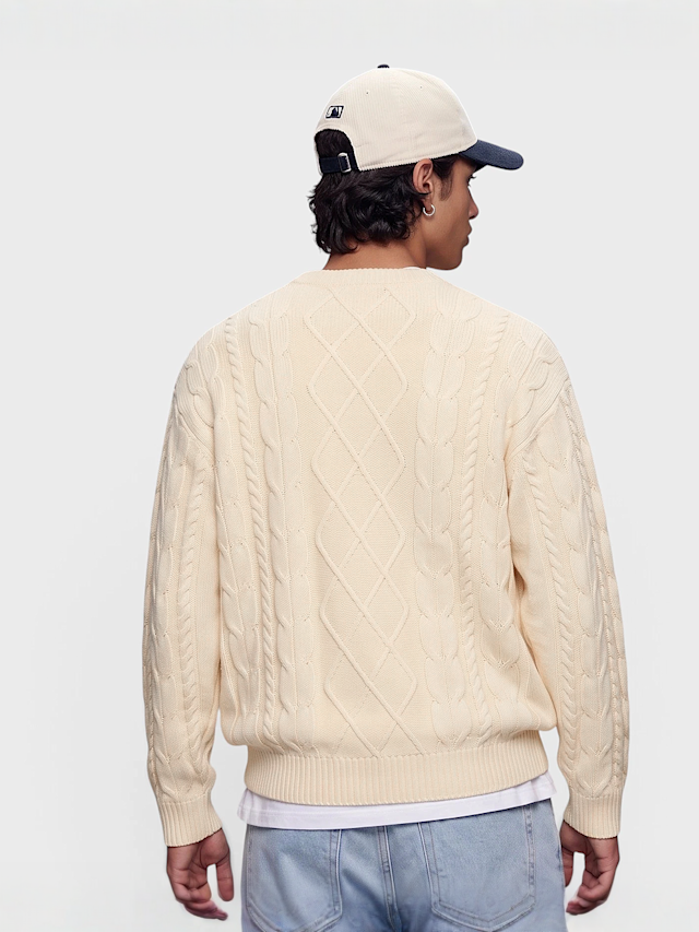 Another Cotton Lab, Another Cable Knit Sweater, beige, Image 2 of 4