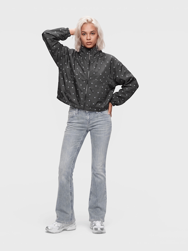 Decibel, Polka Dot Funnel Neck Jacket, black, Image 4 of 4