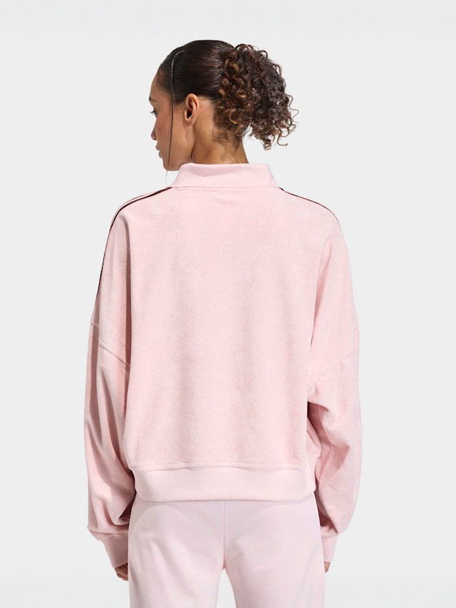 adidas Originals, Terry Towel V Neck Long Sleeves Polo Shirt, Pink, Image 2 of 5
