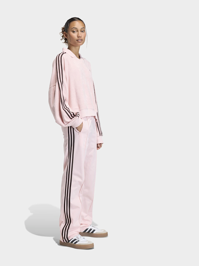 adidas Originals, Terry Towel V Neck Long Sleeves Polo Shirt, Pink, Image 5 of 5