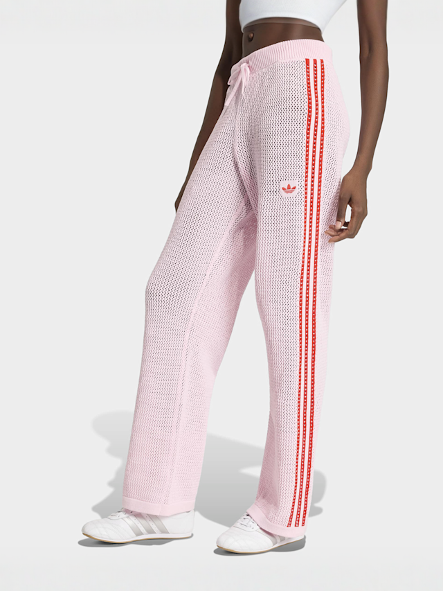 adidas Originals, Knitted Crochet Firebird Trackpants, light pink, Image 1 of 5