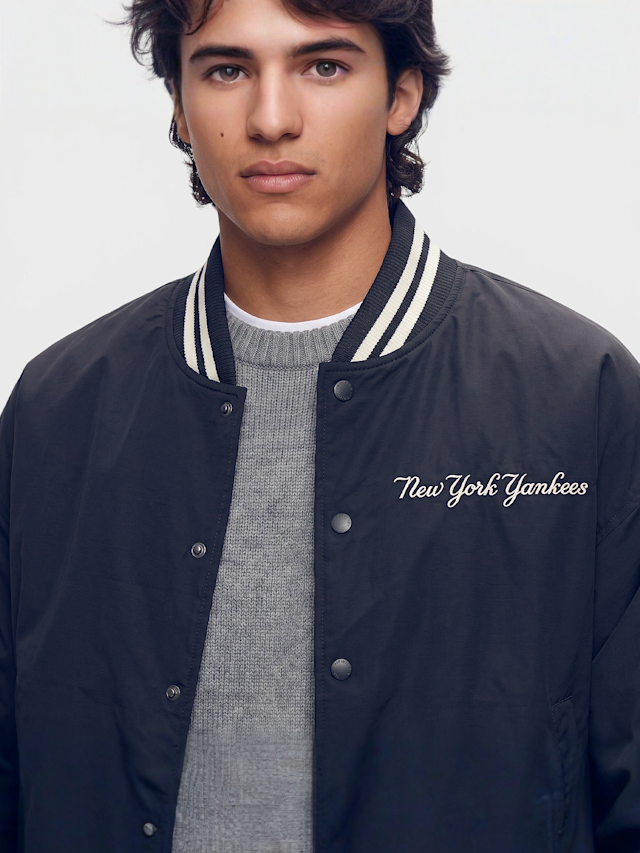 New Era, MLB Wordmark Varsity Jacket, blue, Image 3 of 4