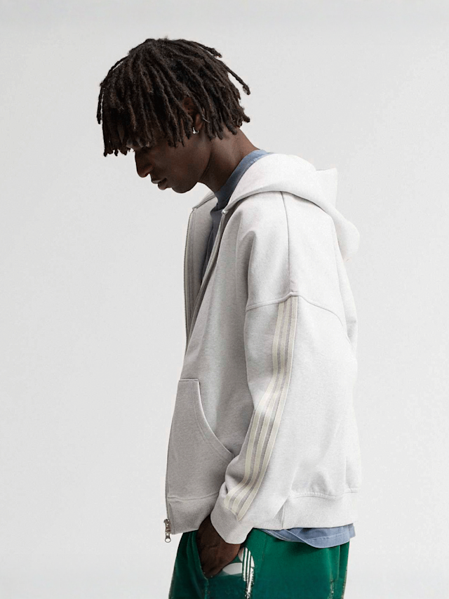 adidas Originals, adiSignature 3 Stripes Full Zip Hoodie, grey, Image 2 of 3