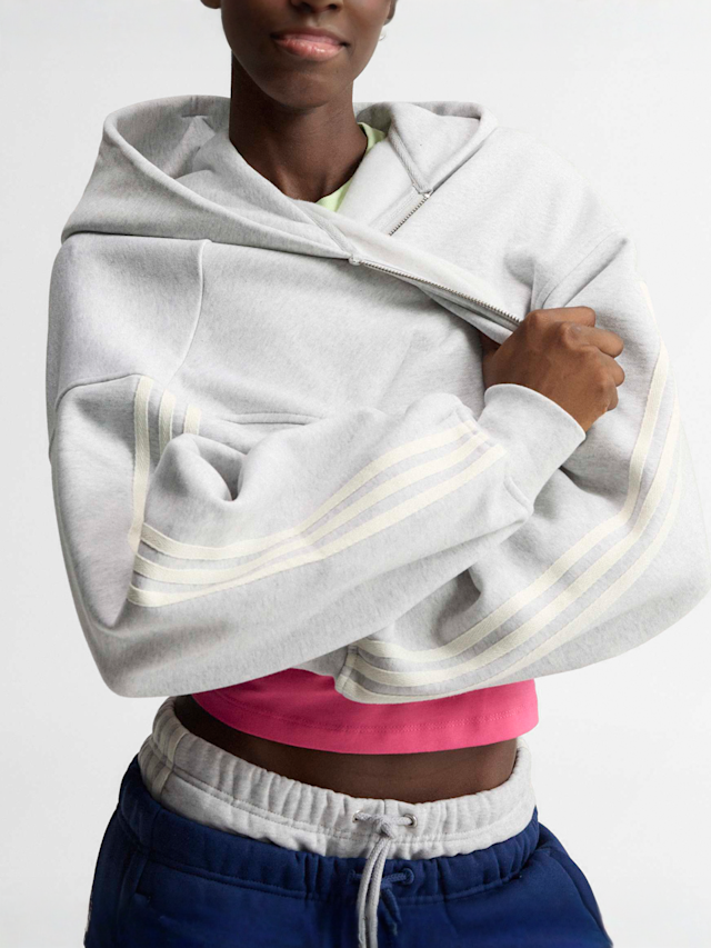 adidas Originals, 3-Stripes Fleece Full-Zip Hoodie, grey, Image 3 of 7