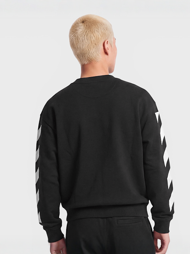 Off-White, Diagonal Crew Neck Sweatshirt, black, Image 2 of 4