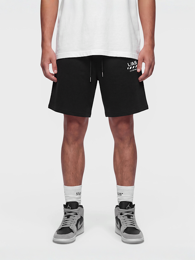 Off-White, Diagonal Open Hem Jogger Shorts, black, Image 1 of 4