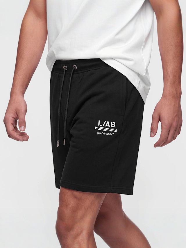 Off-White, Diagonal Open Hem Jogger Shorts, black, Image 3 of 4