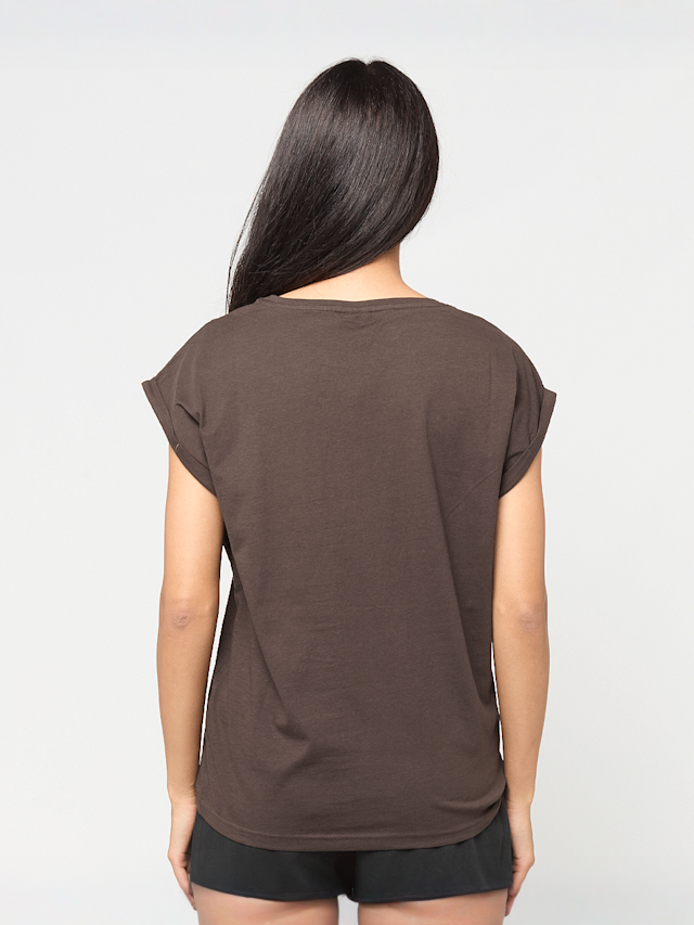 Urban Classics, Ladies Extended Shoulder Tee, brown, Image 2 of 3