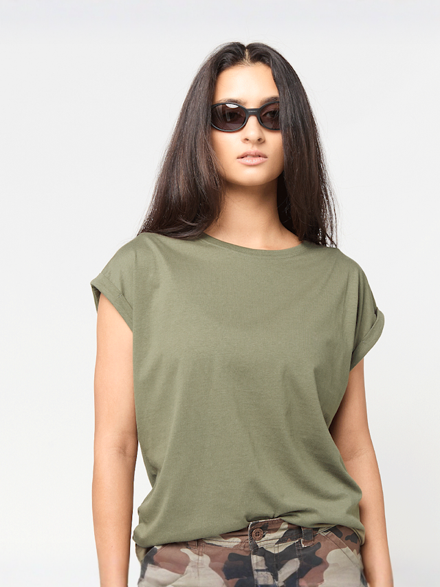Urban Classics, Ladies Extended Shoulder Tee, green, Image 1 of 3