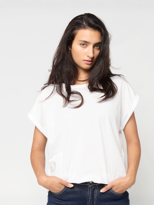 Urban Classics, Ladies Extended Shoulder Tee, white, Image 1 of 3