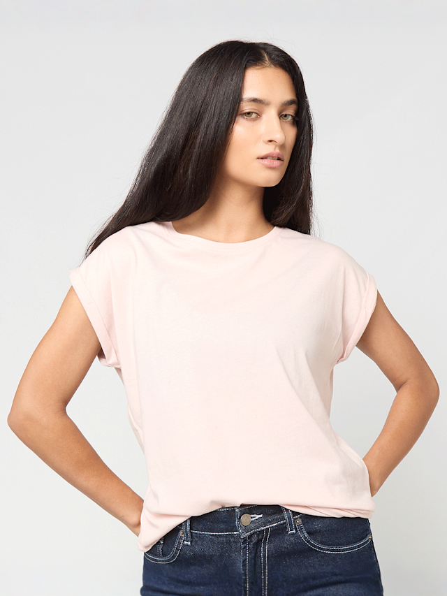 Urban Classics, Ladies Extended Shoulder Tee, light pink, Image 1 of 3