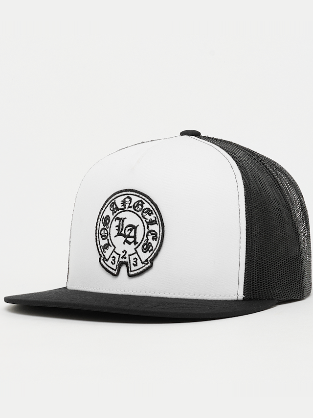 Mister Tee, MT4191 LA Dynasty Patch Classic Trucker Cap, white, Image 1 of 4