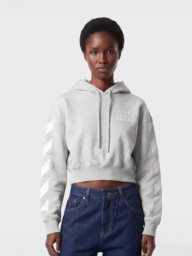 Off-White, Crop Hoodie, grey, Image 1 of 5