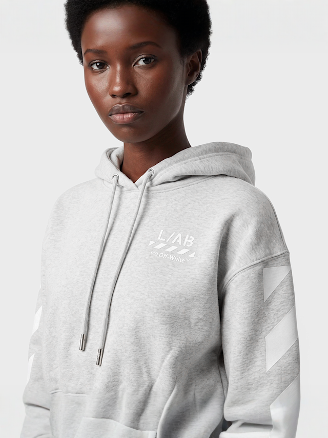 Off-White, Crop Hoodie, grey, Image 3 of 5
