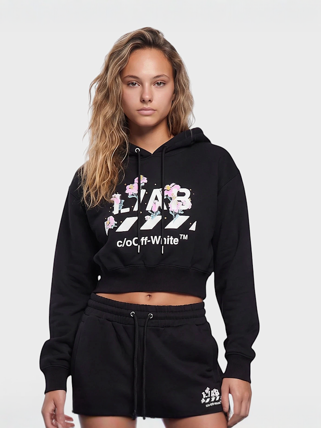 Off-White, Crop Hoodie, black, Image 1 of 4