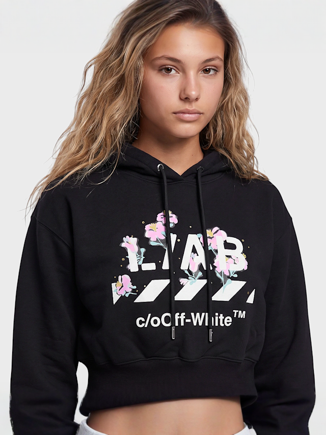 Off-White, Crop Hoodie, black, Image 3 of 4