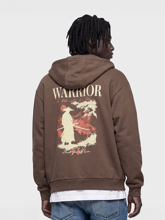 Mister Tee, True Warrior Fluffy Zip Hoody, brown, Image 1 of 4